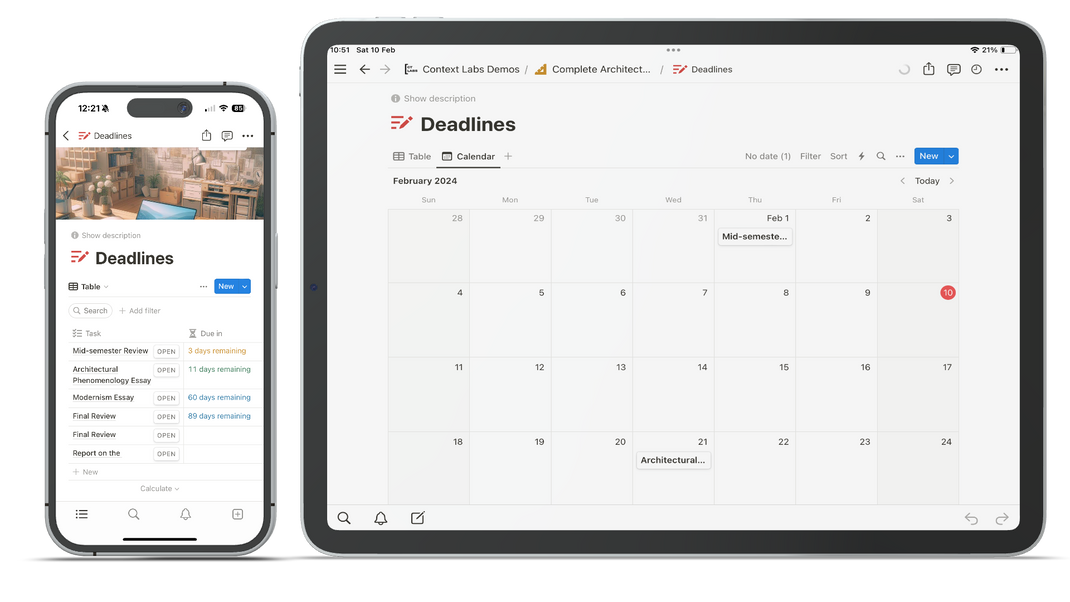 Architecture Student Dashboard – Context Labs